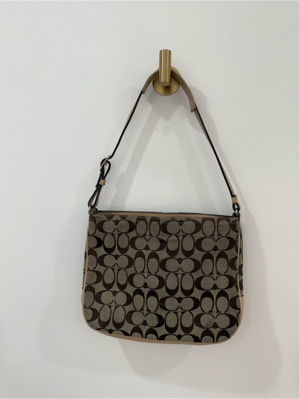 Coach Monogram Shoulder Bag in Brown and Tan - Picture 2 of 9